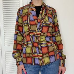 Vintage Nicola Draped Wrap Colorful Blouse